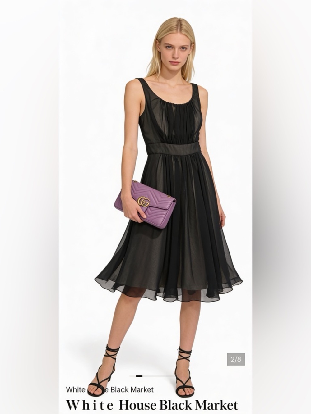 W h i t e House Black Market Black cocktail dress size 2 msrp $168